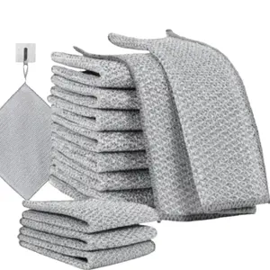 10 Counts Multipurpose Non-Scratch Wire Dishcloths - Double-Layer Reusable Dishwashing Rags for Wet& Dry Use, Kitchen Cleaning Cloth for Sinks, Pans & Dishes,Washable & Durable Reusable Non-Scratch Dishwashing Rags