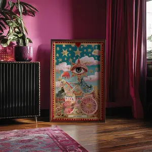 The Chariot Tarot Card Wall Art: Celestial Maximalist Decor, Mystical Tarot Poster
