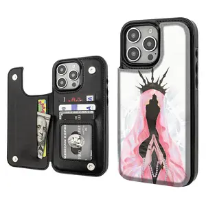 Trendy Fashion Faith Pattern Phone Cases Compatible For With iphone 17 16 15 14 13 12 PRO PLUS MAX Air SAMSUNG GALAXY S22 S23 S24 Durable Flip High quality Leather Credit Card Bag Holder Gift Wallet Shockproof Anti-Drop Full Protection Shell Cover