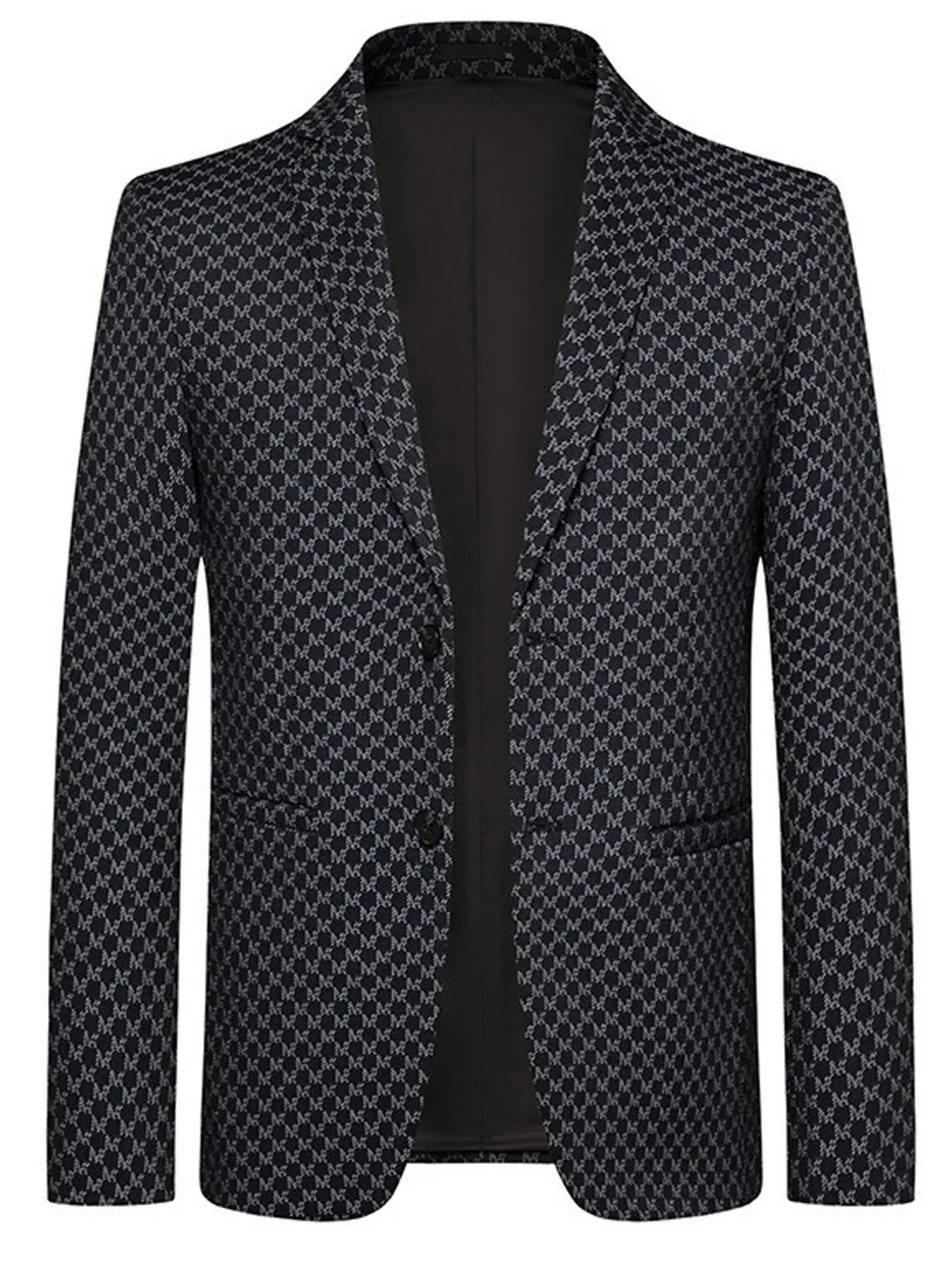Men's Houndstooth Button Front Blazer, Slim-Fitting Long Sleeve Jacket, Casual Business Party Commute Wear, All Seasons Fashion, Formal Workwear, Classic, Coat Blazer