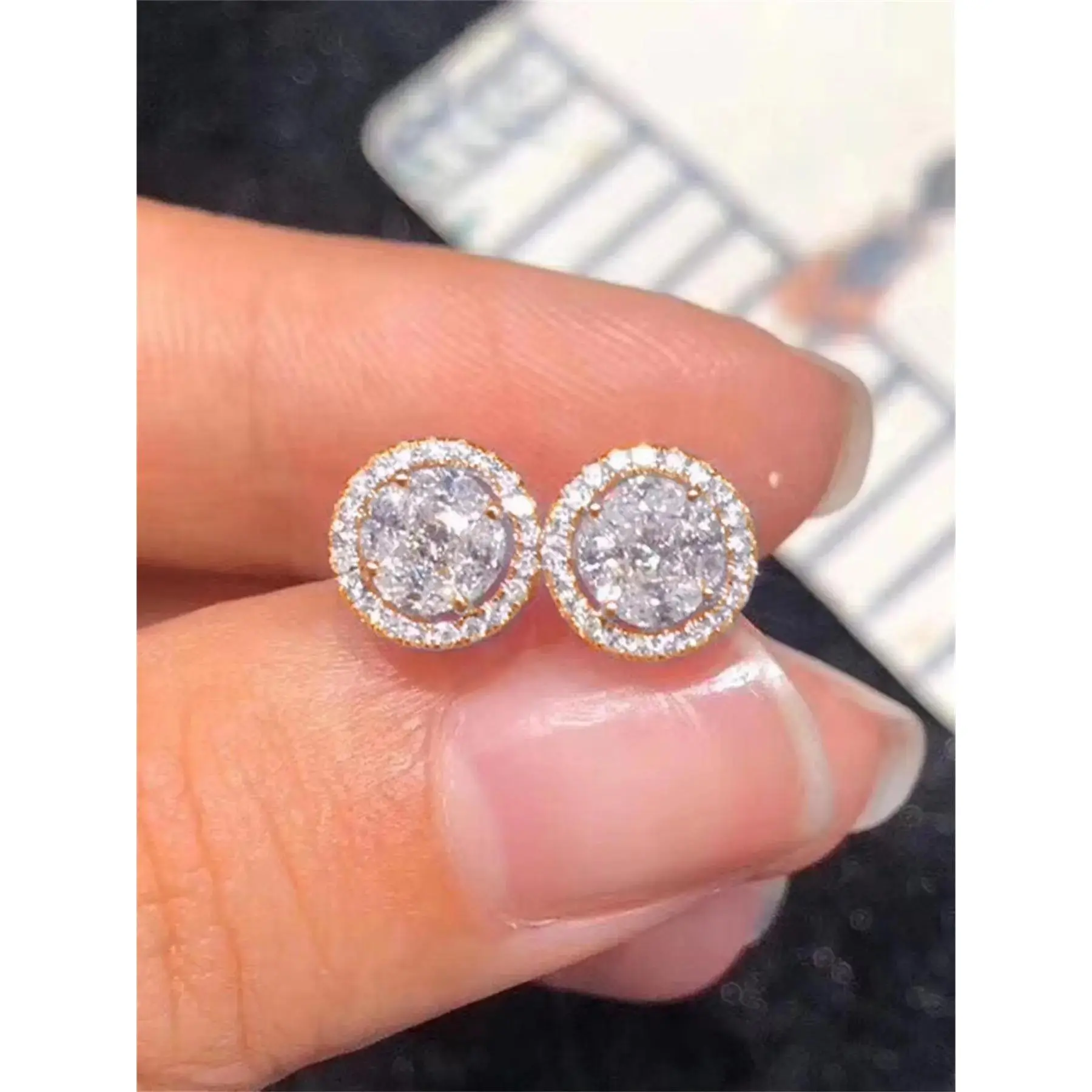 Rhinestone Decorated Stud Earrings, Fashionable Earrings for Women, Daily Clothing Decor, Birthday Gift