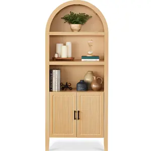 Best Choice Products 72in Tall Arched 5-Tier Bookshelf Storage Cabinet w/ Adjustable Shelves