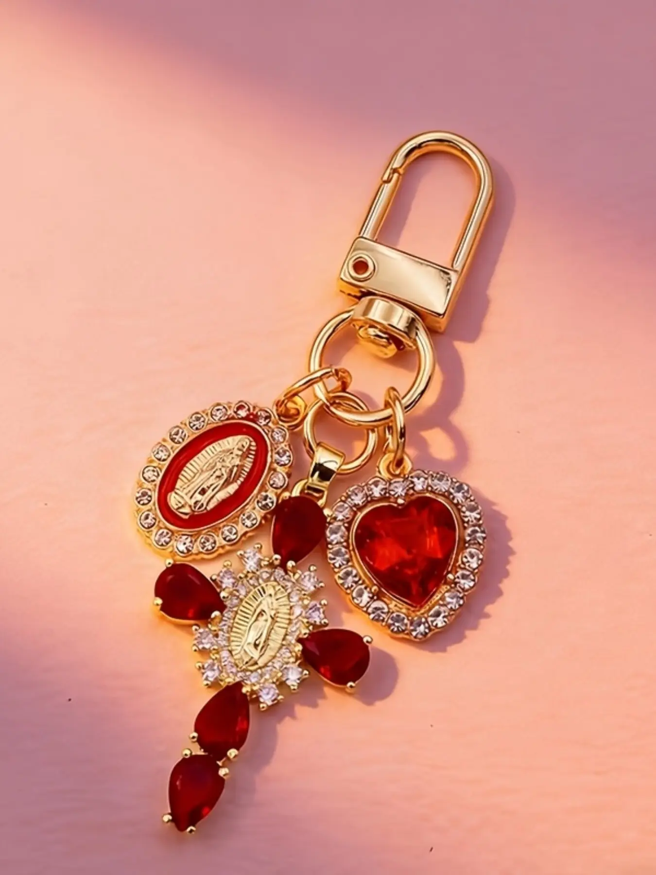 Cross Heart Keychain Pendant, Fashionable Accessory, Stylish Cross Design, Perfect Gift Idea, Trendy Key Ring Attachment, Heart Shaped Keychain, Stylish Keyring