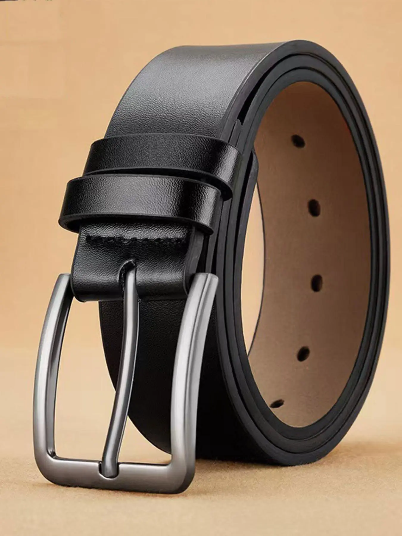 Men's Casual PU Leather Jeans Belt, Casual Dress Belt, Classic Work Business Formal Belt, Needle Buckle, Belt With Buckle, All Seasons, Plain Pattern, Style: Casual