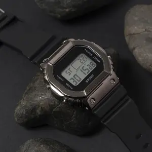 Trendy Electroplated Metal Square Watch | Waterproof Multi-Function Sports Watch for Couples & Students