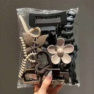 11-Piece Set Of Women's Frost Lacquer Clips/Frost Lacquer Scratch Hooks Set Women's Hair Shark Clips Hair Accessories, Hair Clips Scratch Hooks, Hair Clips/Hair Clips/Hair Accessories, Flower Hair Accessories, Suitable Washing Face