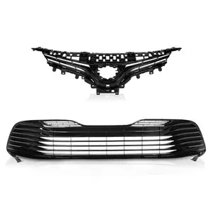 Front Upper & Lower Bumper Grille Grill Fit For 2018-2020 Toyota Camry LE XLE