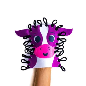 Cow Puppet Kit to Learn Spanish and English Vocabulary