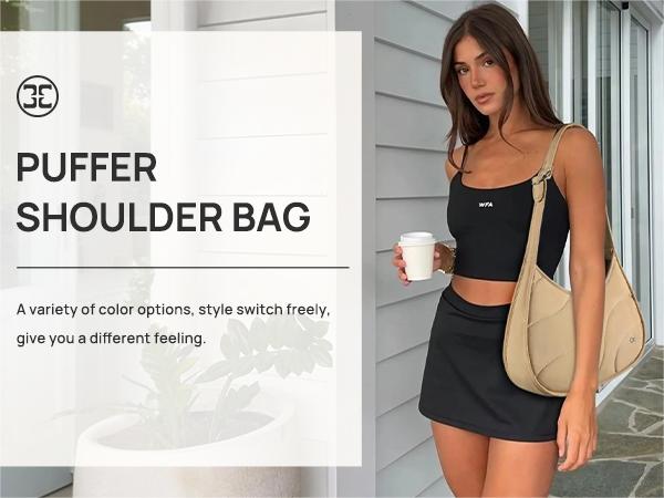 【Clearance Sale】Telena Shoulder Bag Puffer Crescent Bags for Women Quilted Hobo Handbags Lightweight Clutch Purse Gift Commuter Bag  gift for her