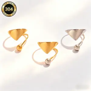luck jewelry Trendy 18K gold-tone bead open ring for women, bold minimalist chic design, statement  perfect for outfit styling, summer looks, and fashion-forward stacking