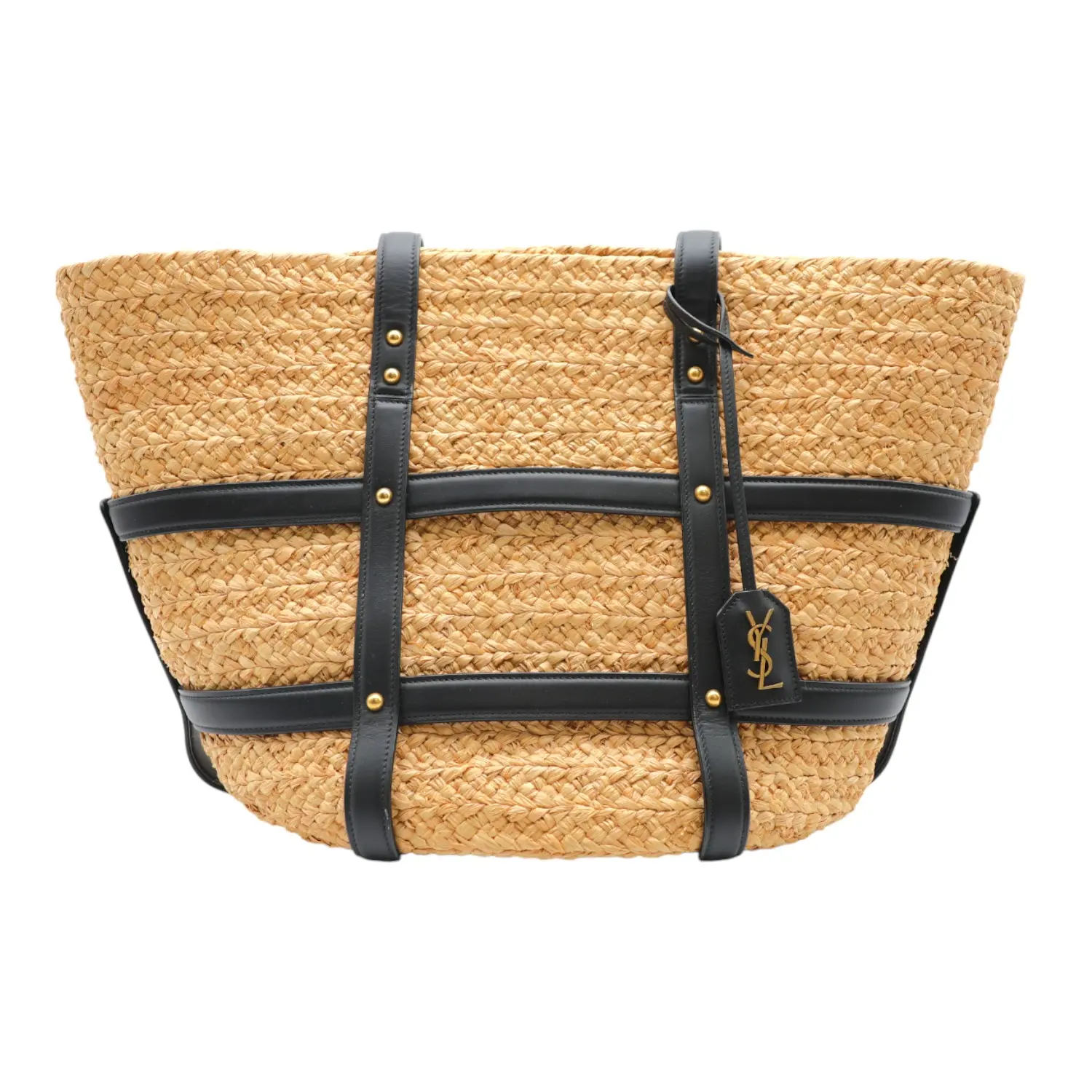 Pre-owned Yves Saint Laurent Raffia Tote Bags YSL Saint Laurent Panier Woven Medium Tote Bag