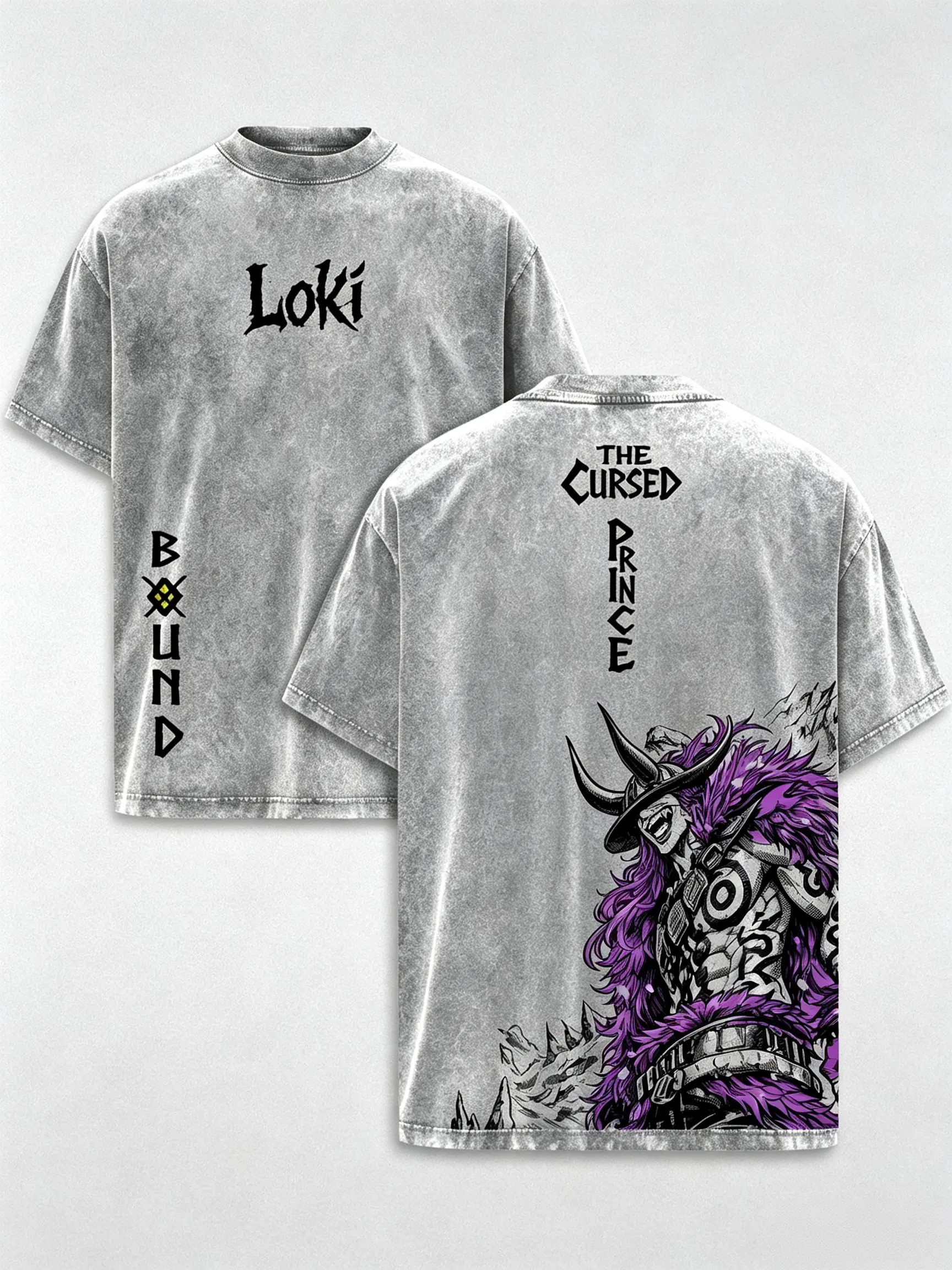 Men's Loki Washed Graphic T-Shirt - 1 Piece Elbaf Giant Prince Manga Double Print, Heavy Cotton Unisex Oversize Short-Sleeve Vintage Streetwear High Street Tee,unisex top tee，s day shirt，gift shirt,casual streetwear top gift