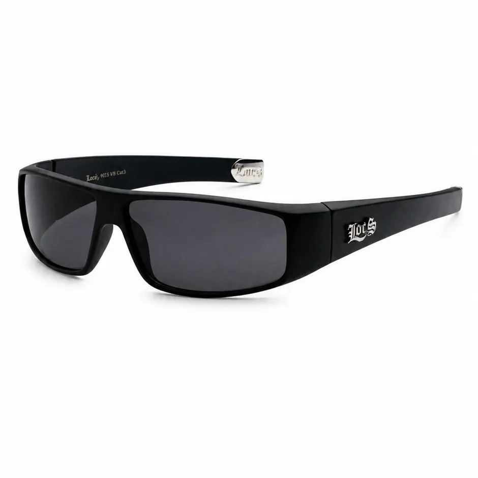 LOCS Hardcore Shades — Classic Rectangle Sunglasses | Matte Black Frame, Smoke Lens, Shatterproof