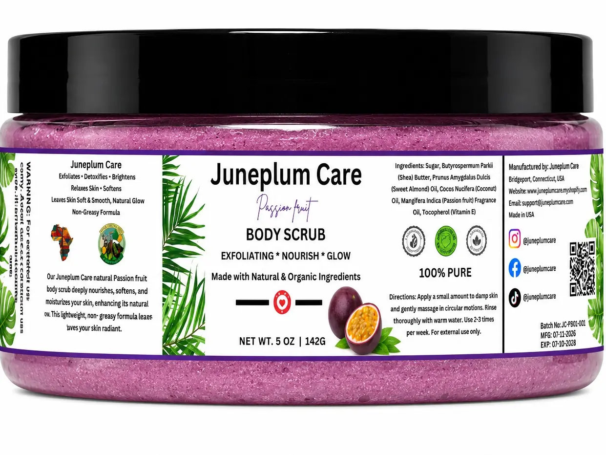 Juneplum Care Passionfruit-Infused Whipped Shea Butter, Hydrating Body Moisturizer for Dry Skin