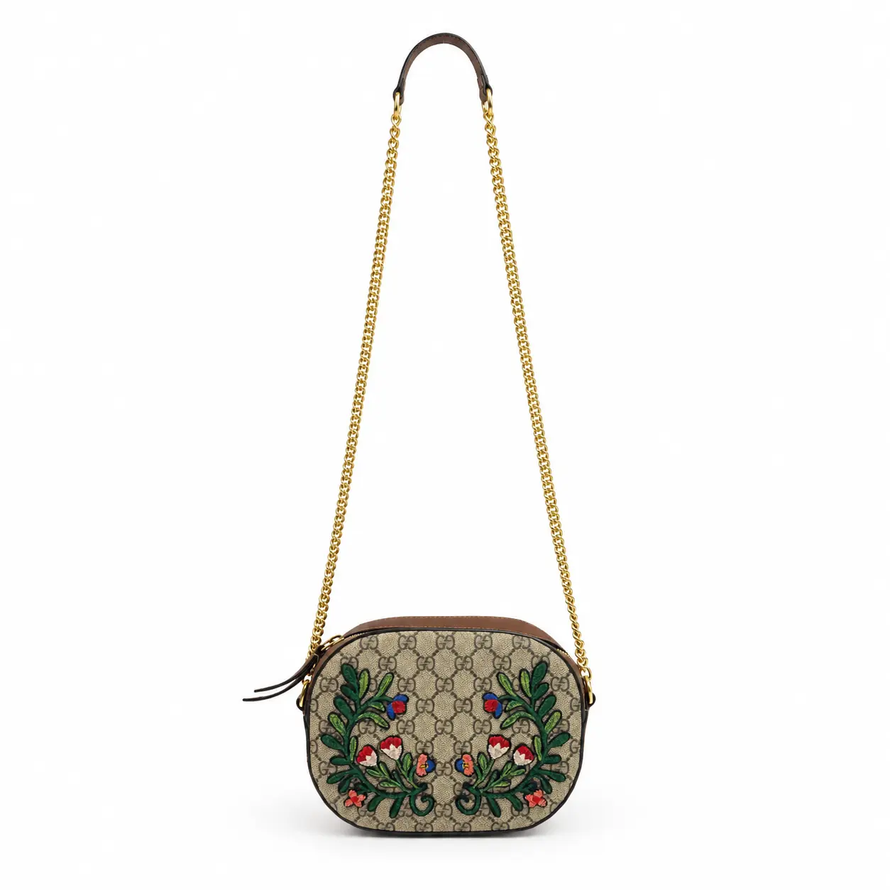 Pre-owned Gucci GG Embroidered Camera Crossbody Bag D0234