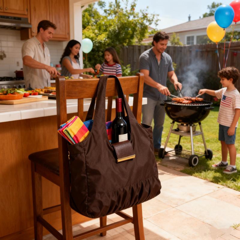 Keychain Tote Espresso Stylish Functional Tote Bag with Keychain Attachment for Everyday Use Portable and Fashionable Folding Shopping Bag