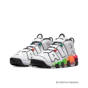 Air More Uptempo '96 Mid-Top Basketball Shoes – Unisex (WhiteRainbow)