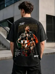 Men's UFC 329 Black Conor McGregor T-Shirt, The Notorious UFC Graphic Tee, UFC MMA Shirt, Gift for Fighters, Sports Apparel,Regular,Grunge