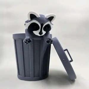 3d printed cute raccoon with or without trash can Lover Figurine Gift Decor Decoration Ornaments