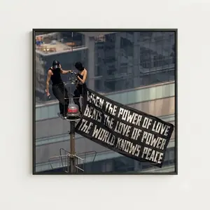 [NO FRAME] Empire State Building Inspired Wall Art, Power of Love Quote Poster, NYC Skyline Modern Home Decor