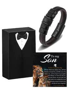 2026 Graduation Gift for Men, Box Packaging, Braided Leather Bracelet, Symbol of Love and Encouragement, Ideal for School Returns
