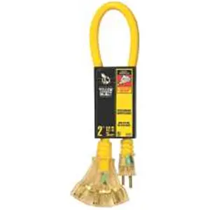 212 MAIN Coleman Cable Yellow Jacket Power Block, 2Ft Flexible Cord, 15A/125V, Abrasion Resistant, Abrasion Res.
