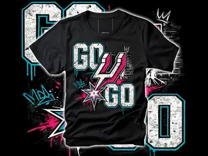 [Sale up to 50%] [Free Ship] Go Spurs Go Graffiti T-Shirt, Spurs Fan Shirt, Streetwear Basketball Graphic, Urban Game Day
