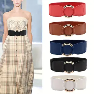 Women's Elastic Wide Belt - Solid Color, Stretchy Elastane - Casual Waistband for Dresses & Coats | Comfortable Fit | Tummy Control