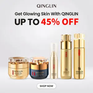 QINGLIN 5-Pc Radiant & Firming System: Pro-Xylane Eye Roller + Multi-Peptide Cream + Collagen Hydrator + Brightening Routine (Full Size)
