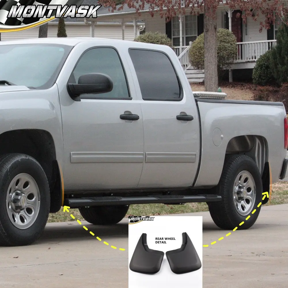 CROSSDESIGN Molded Rear Mud Flaps & Splash Guards, 2Pcs Black Automotive Truck Protector, Car Exterior Accessories for 2014-2016 Silverado