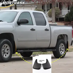 CROSSDESIGN Fit For 2014-2016 Silverado 2Pcs Black Rear Mud Guards Splash Guards Molded Set