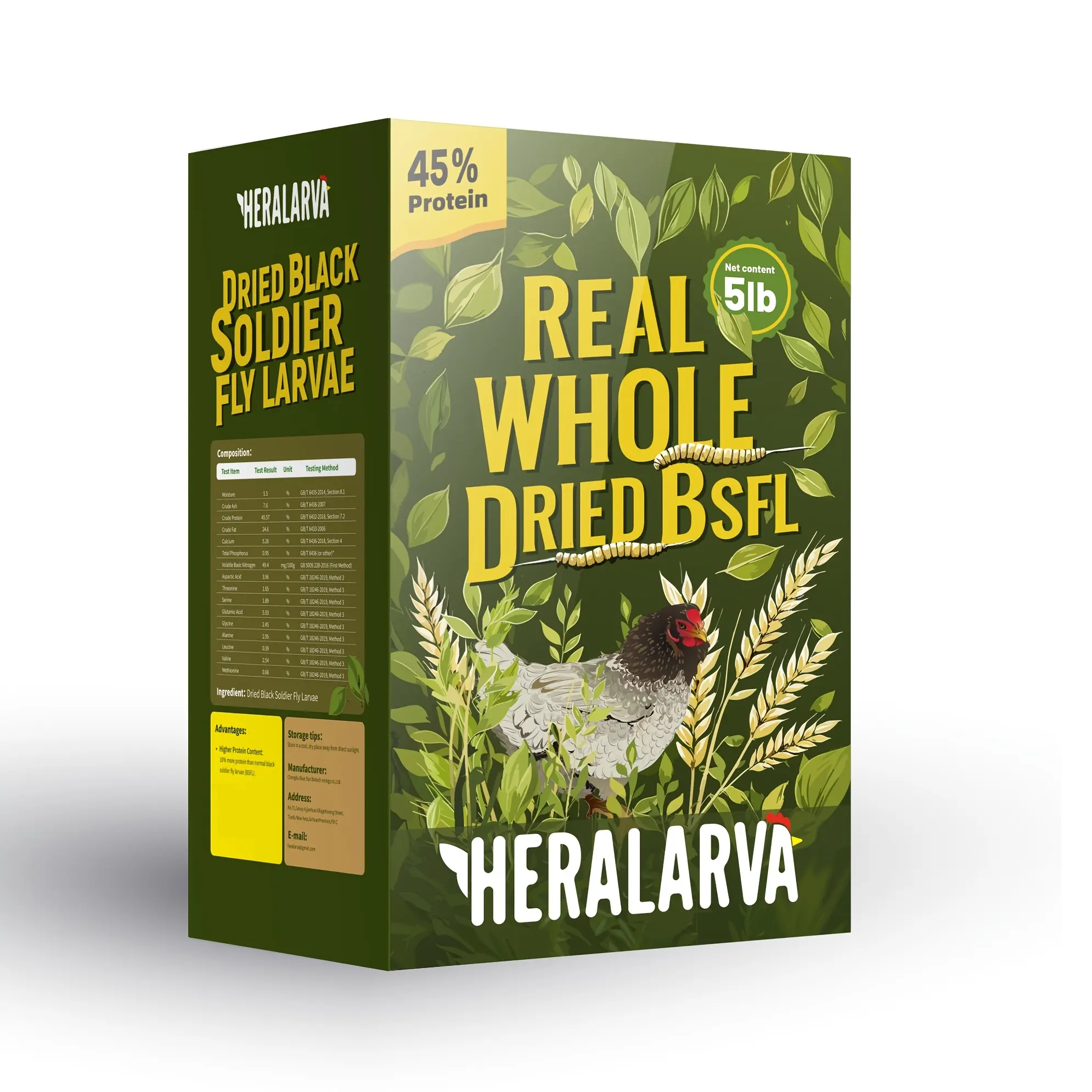 Heralarva 5 LBS Dried Black Soldier Fly Larvae For Chickens | Ideal For Chicken Coop Feeding | 85X More Calcium Than Mealworms | High Protein Non-GMO Treats For Strong Eggshells Healthy Feathers And Growth