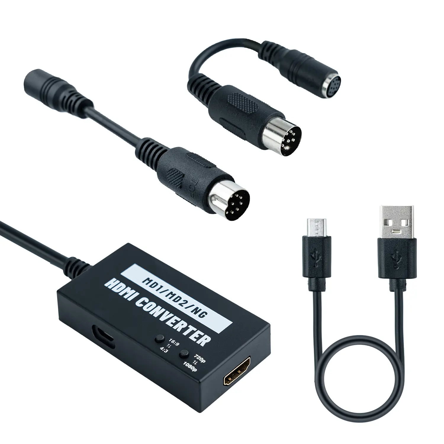 Mcbazel Retro HDMI Video Converter Adapter with Button, HD Output, USB Powered Plug, 4:3/16:9 720P/1080P, Micro RGB Support for Sega Genesis Model 1/2 & NEOGEO, Multifunctional Console Accessories (Requires Original Unmodified Console)