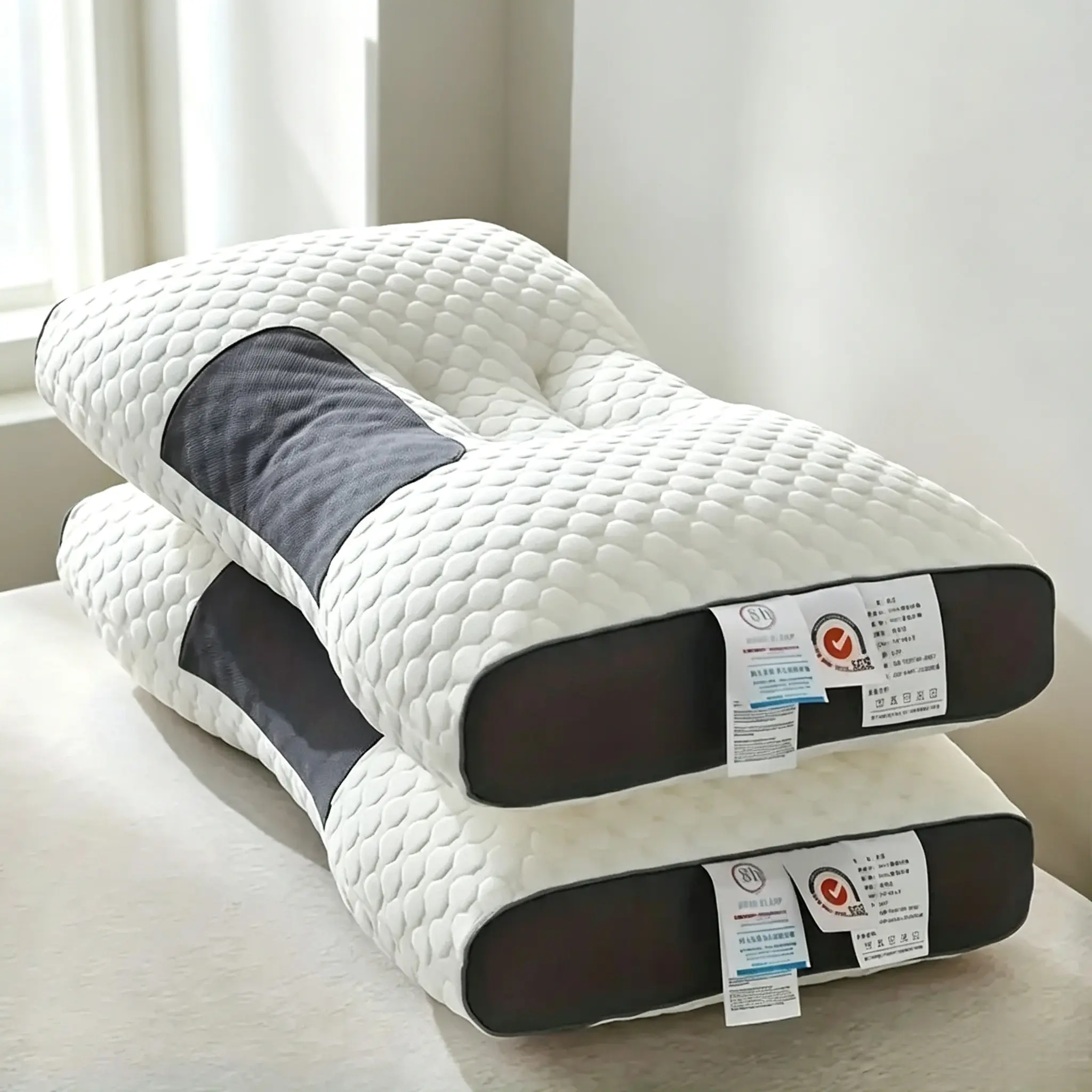 Super Soft 2-Piece Cervical Neck Care Pillows，Adjustable Ergonomic Orthopedic Design,High-Quality Cotton Fill Core,Detachable Machine-Wash Pillowcase, Neck Support, Summer Bedding, Father's Day Gift for Couples, Cervical Neck Pillow homedecor