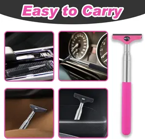 2 PCS Car Mirror Squeegee - Retractable Rearview Mirror Wiper for All Vehicles - Black/Pink2 PCS Car Mirror Squeegee - Black/Pink