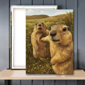 1pc Wooden Framed, Funny Marmot Poster, Artwork Funny Animal Wall Art Canvas Painting, Quirky Animal Print, Animal Design, Vintage Art Poster Print Wall Pictures, Ideal For Bathroom, Bedroom, Office, Living Room, Wall, Room, Home Decoration