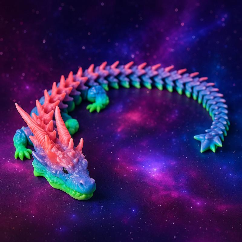 Modern Articulated Rainbow Dragon Figurine with Vibrant Colors Intricate Spines for Collectors 23 Inch Poseable Fantasy Display