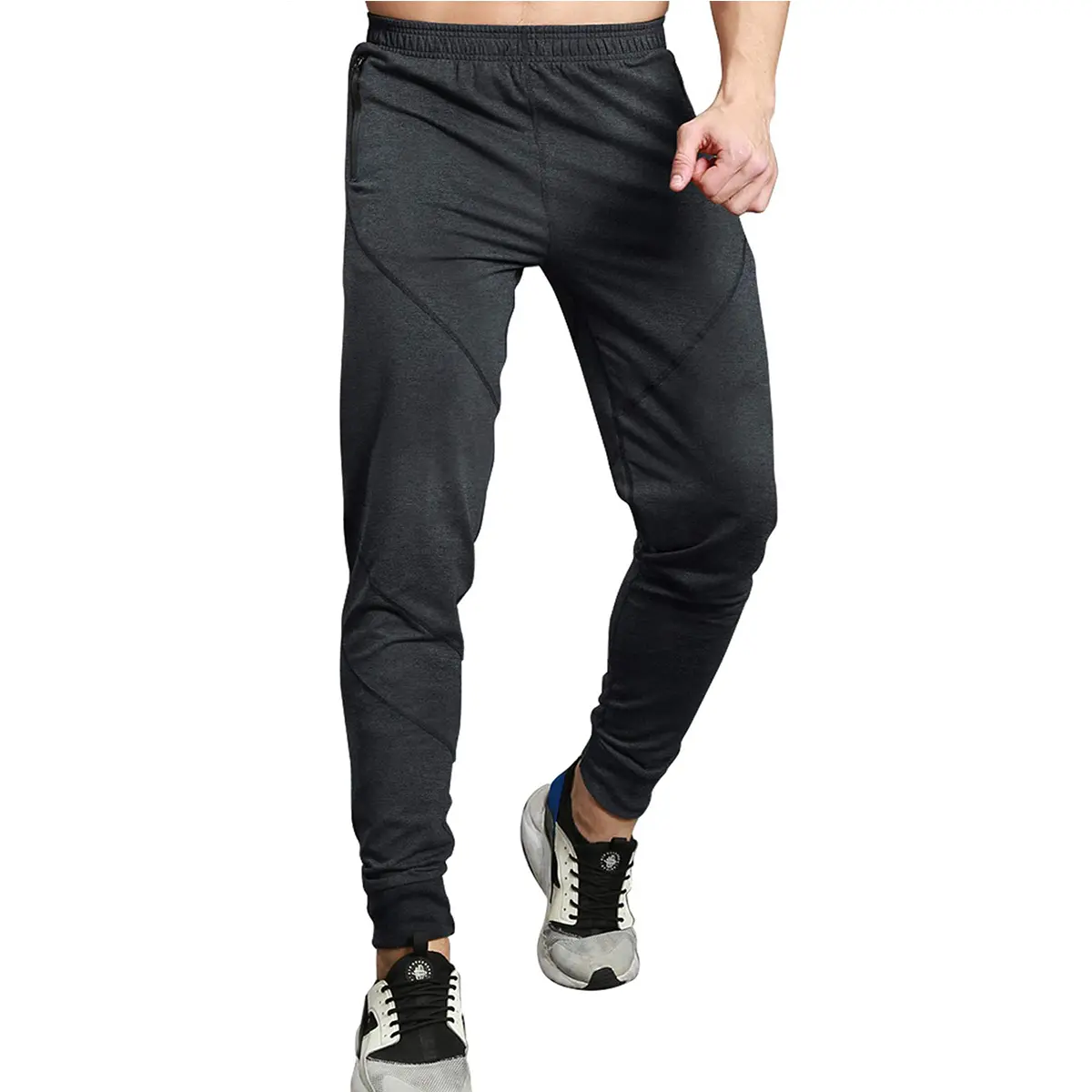 GOPUNE Men's Athletic Running Sport Jogger Pants with Zipper Pockets