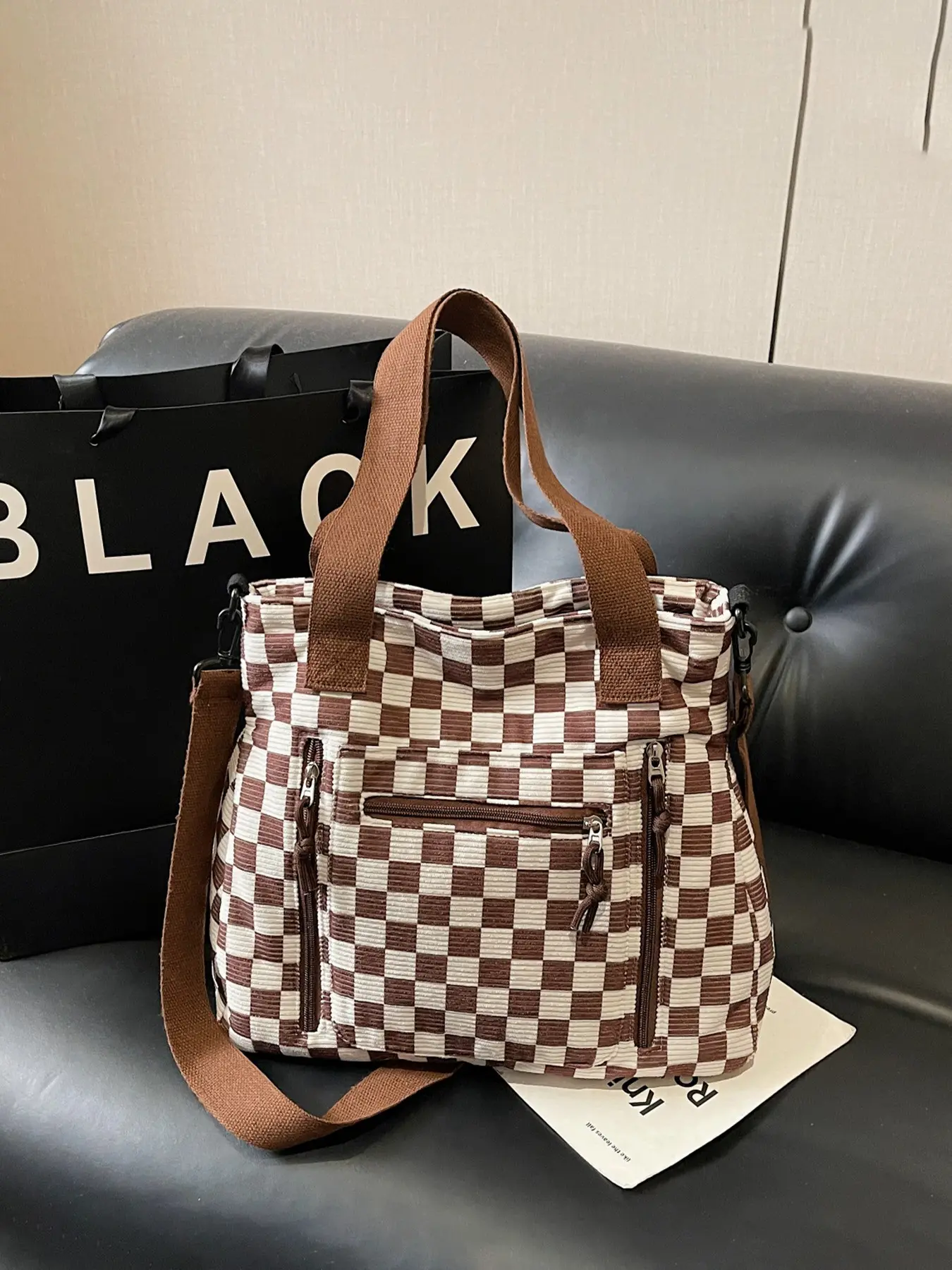 Women's Fashionable Minimalist Casual Plaid Everyday Shoulder Bag Perfect for daily commuting, shopping, school runs, and more Spacious and versatile—a must-have shoulder bag for women Fashion Bags Crossbody Tote Bag Daily Commuter Bag