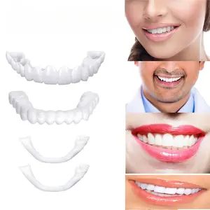 1Set Dentures Veneers Tooth,Dental Care Kits for Anti Molar Orthodontic Cosmetic Teeth,Smile Snap Tooth.(White,1Top+ 1Bottom+2Adhesives+1Tweezers+1Heart-Shaped Storage Box