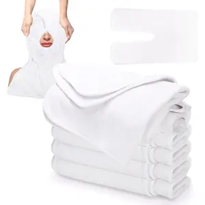 6 Pack Facial Towels for Estheticians, U-Spa Towels for Facial, Soft Microfiber Massage Face Towels for Spa, Barbers, Beauty Salons, Skin Care, SPA Centers, Split, White
