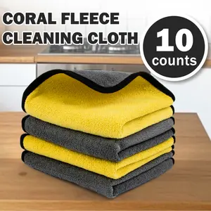 10 Counts Ultrasoft Cleaning Towels, Dual-Sided Thicked Microfiber Cleaning Towel for Cars, Scratch-free and Quick Drying Cleaning Cloth