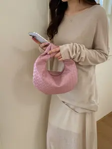 Fashion Plain Knot Square Bag, Woven Handbag, Fashionable Handbag, Durable High-Quality Banquet Bag, Versatile Commute and Clutch Bag for All Seasons