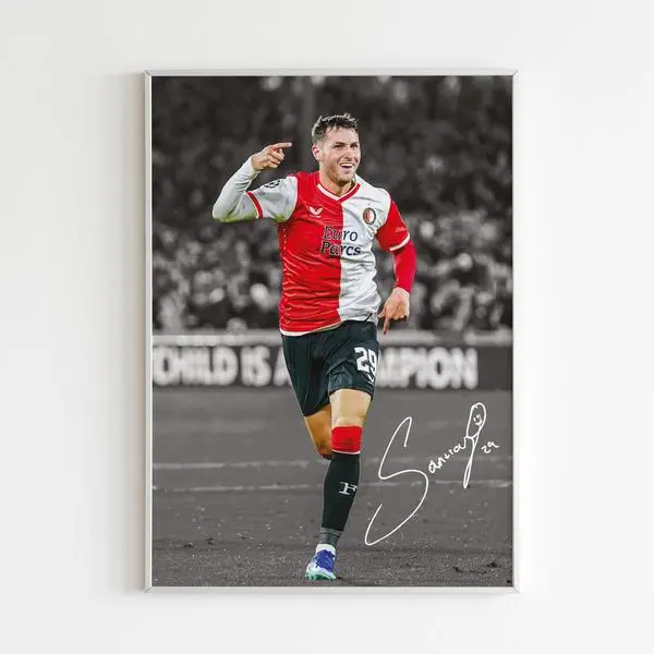 Santiago Gimenez Football Print Poster - Vintage Soccer Sports Art Gift For Him,