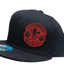 F@uck Around and Find Out Hat Unisex Leatherette Cap with Lasered Patch Heat Pressed for Everyday Wear