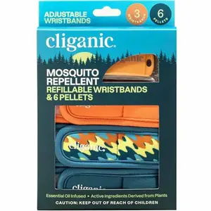 Cliganic Mosquito Repellent Refillable Wristbands  3pk&6refills 3pk&amp;6refills