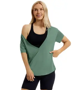 MAGCOMSEN Reversible Deep V-Neck T Shirts for Women Summer Casual Short Sleeve Sexy Tops Lightweight Loose Fit Basic Tees for Gym Workout SummerVibes