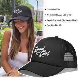 Good Girl Trucker Hat| Cute Script Heart Graphic Mesh Cap,adjustable stylish hat,summer hats for women,black cap baseball,casual hat,hats for women,beach essentials,#Summervibes