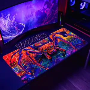 Spider Pattern Fluorescent Extended Mouse Pad, 1 Count Rectangle Non-slip Gaming Mouse Pad, Office Desk Keyboard Pad for Home Office Desk