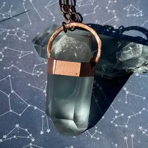 Big XLBrazilian Blue Tara Copper Pendant Necklace - 3 in X 1.5 in